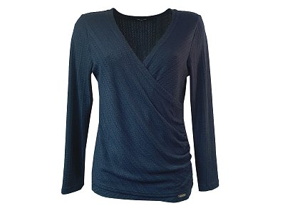 Modrý překřížený top z teplého materiálu - vel.38